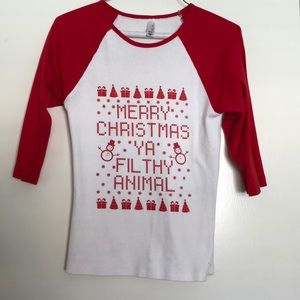 Merry Christmas Ya Filthy Animal Baseball Tshirt